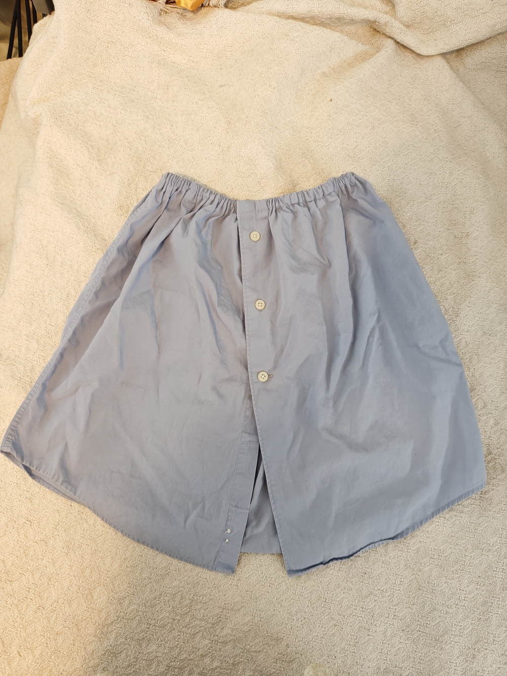 Upcycled Light Blue Button-Front Strapless Top Size S/M